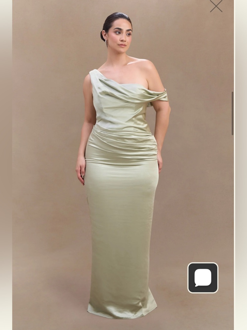 Meshki - Dalia Off Shoulder Satin Maxi
Dress - Sage - Picture 4 of 11